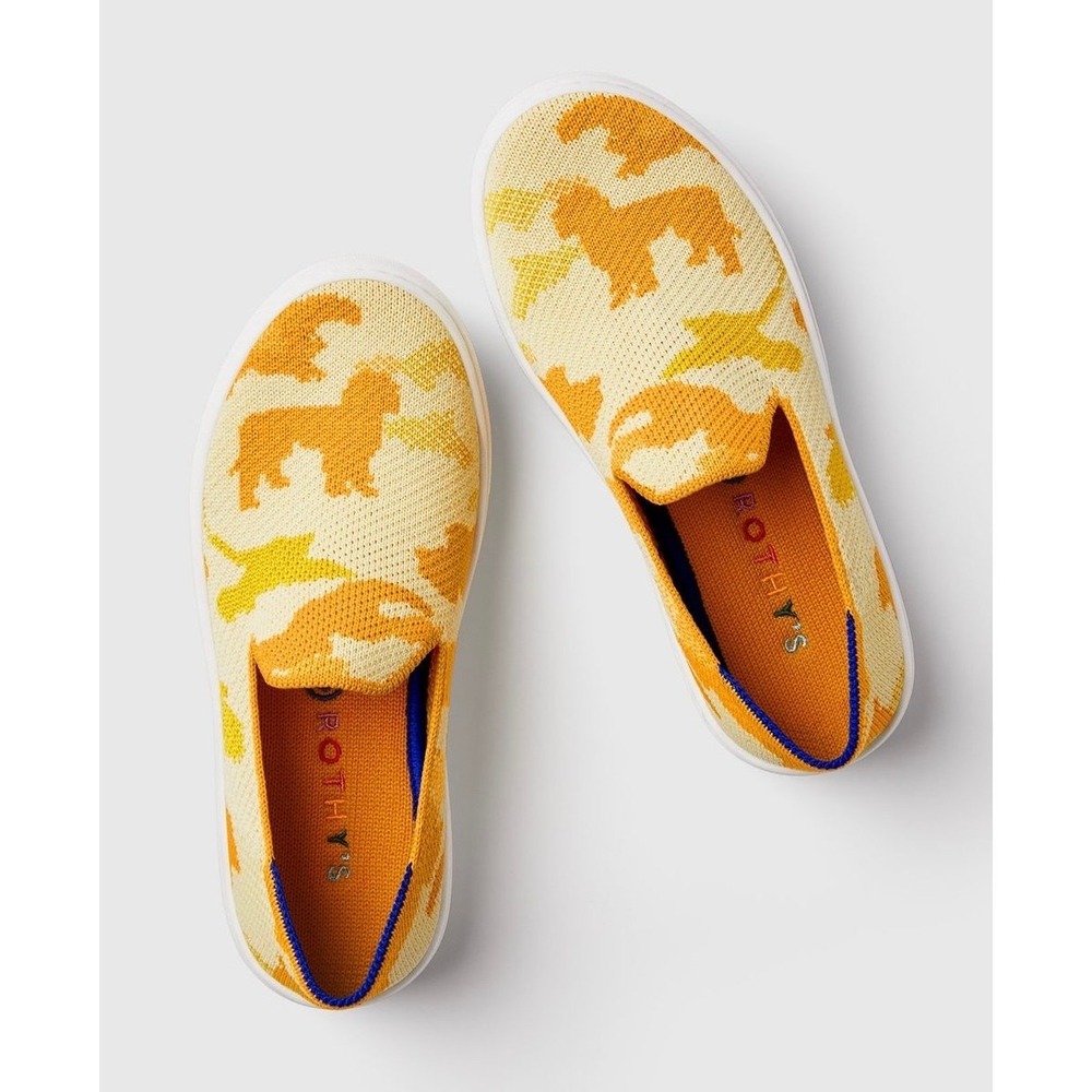 Rothy's Yellow Puppy Camo Sneaker Kids Size 10 NEW Limited Edition